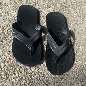 Black Flip Flops with Yellow Accents